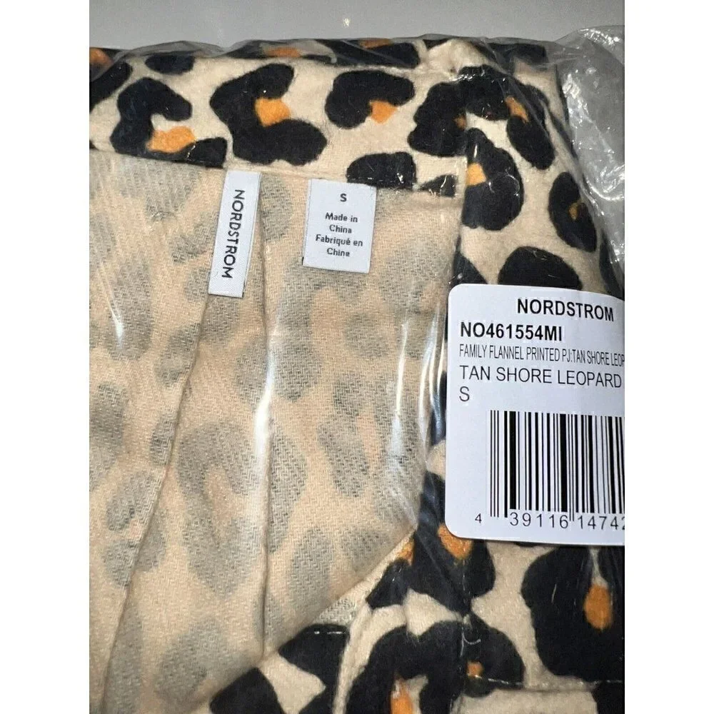 NORDSTROM Women's Tan Shore Leopard Print Pajama Top And Bottom New In Package
